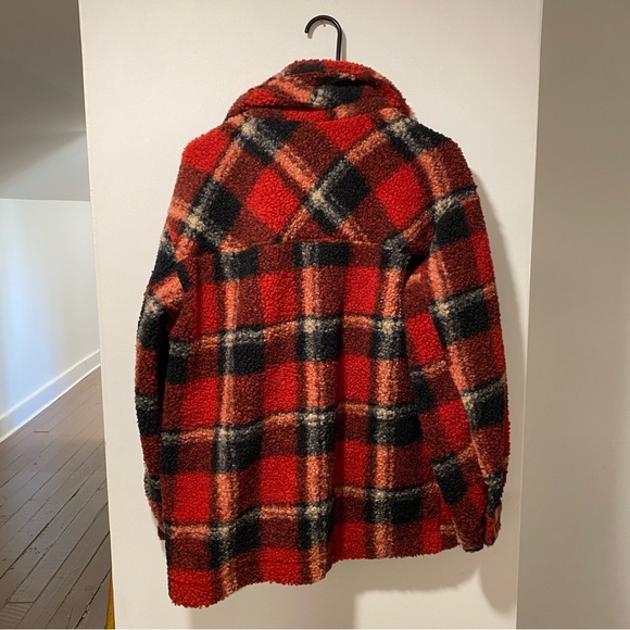 Love Tree Shacket Red Plaid Sherpa Style Flannel Shirt Jacket, Size S - Picture 5 of 6